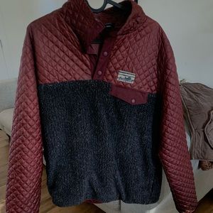 Patagonia Maroon/Gray Snap  Quilted Insulated Pullover Jacket